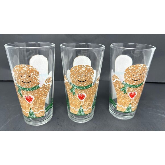 KIG GINGERBREAD MEN 3 Cooler Tumbler Glasses 14 oz Christmas Cookies Indonesia - Picture 4 of 11